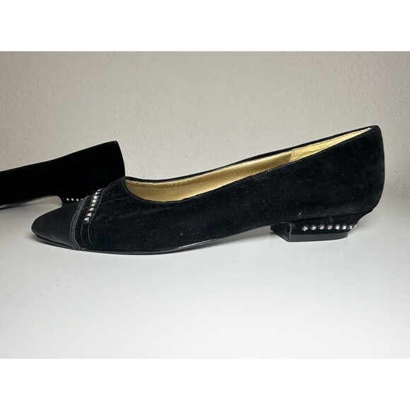 *RARE* Anna Black Suede Rhinestone Kitten Heel Pumps Women's SIZE 7.5 - Picture 6 of 9